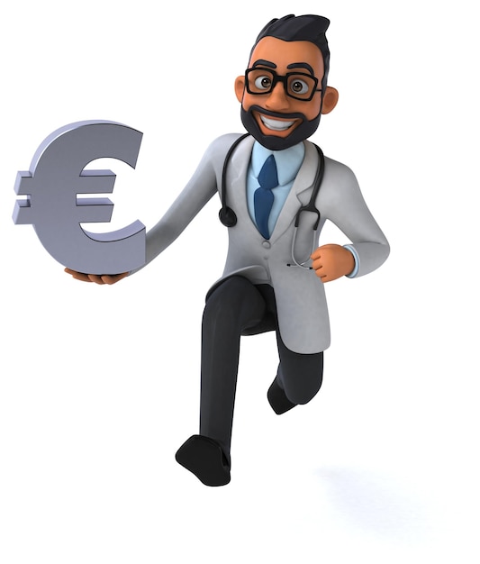 Fun 3D cartoon indian doctor