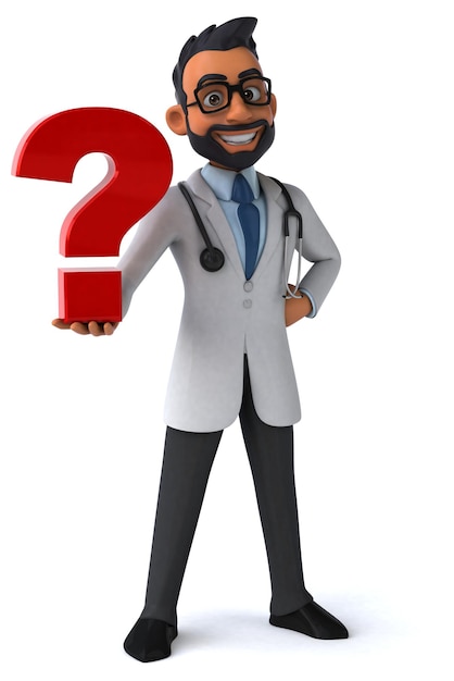 Fun 3D cartoon indian doctor