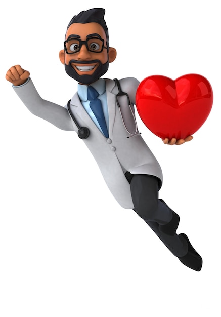 Fun 3D cartoon indian doctor