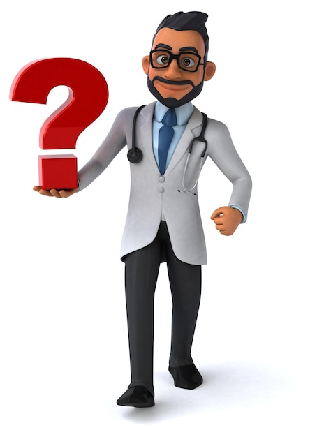 Fun 3D cartoon indian doctor