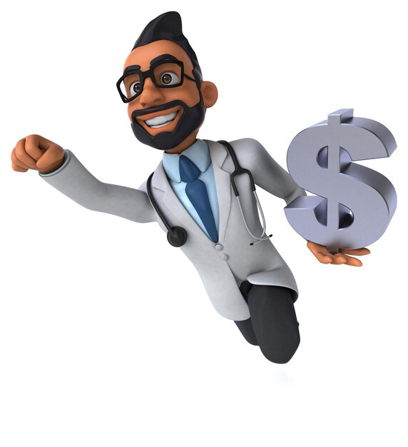 Fun 3D cartoon indian doctor