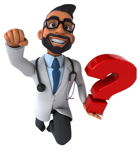 Fun 3D cartoon indian doctor