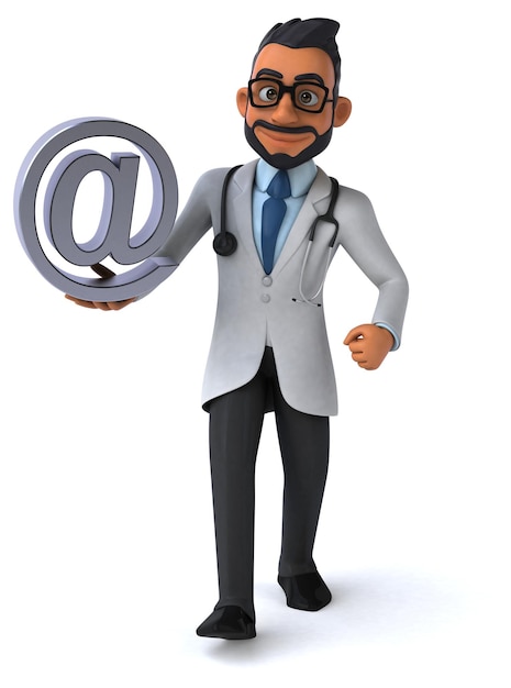 Fun 3D cartoon indian doctor