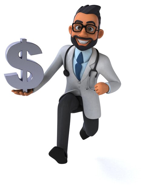 Fun 3D cartoon indian doctor