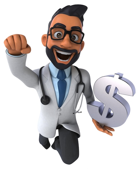 Fun 3D cartoon indian doctor