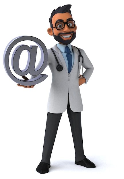 Fun 3D cartoon indian doctor