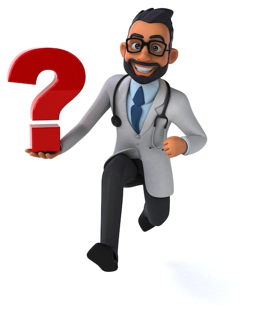 Fun 3D cartoon indian doctor