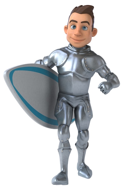 Fun 3D cartoon knight surfing