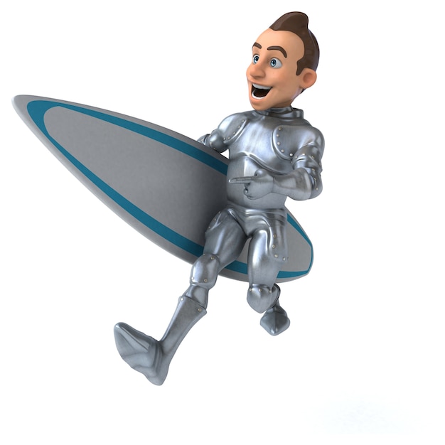 Fun 3D cartoon knight surfing