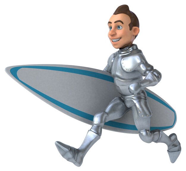 Fun 3D cartoon knight surfing