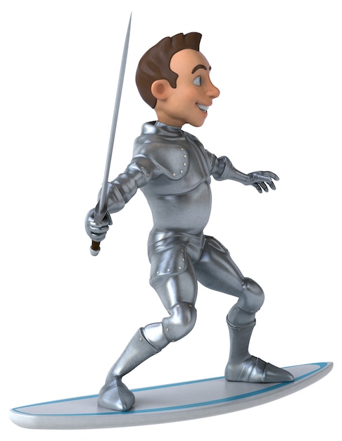 Весело 3D мультфильм рыцарь серфинг