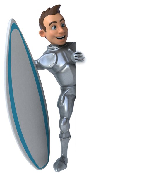 Fun 3D cartoon knight surfing