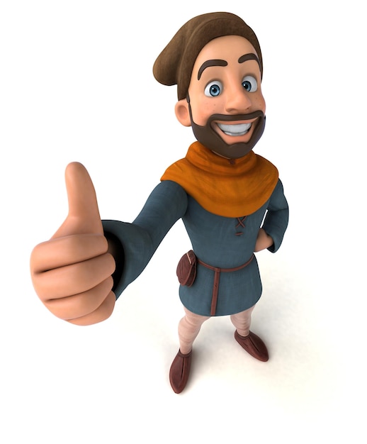 Fun 3D cartoon medieval man