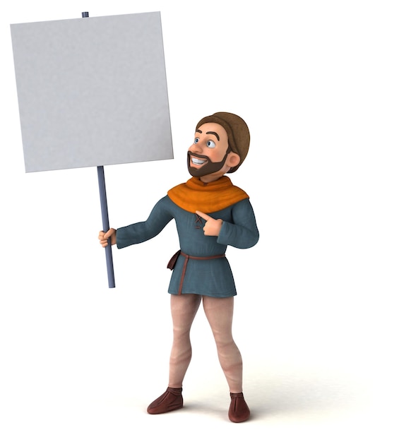 Fun 3D cartoon medieval man