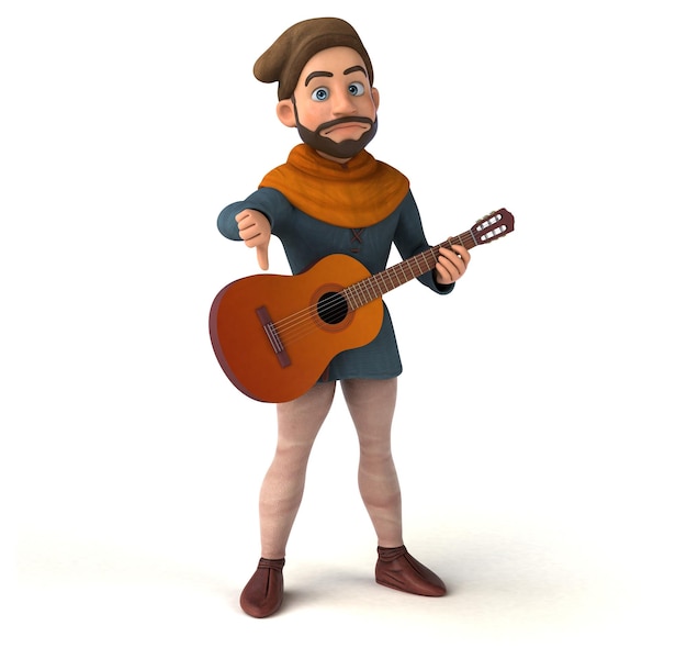 Забавный 3D мультфильм средневековый человек