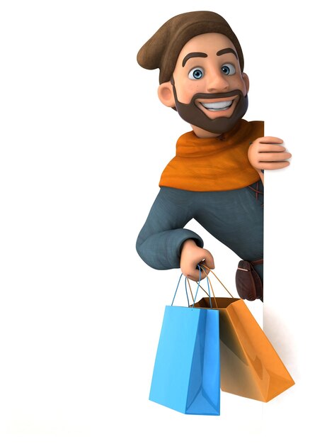 Веселый 3D мультфильм средневековый человек