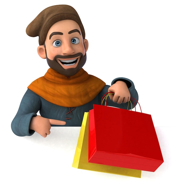 Fun 3D cartoon medieval man