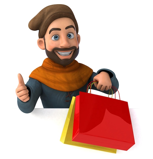 Fun 3D cartoon medieval man