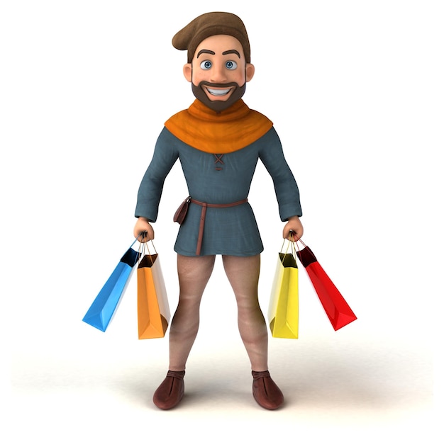 Fun 3D cartoon medieval man