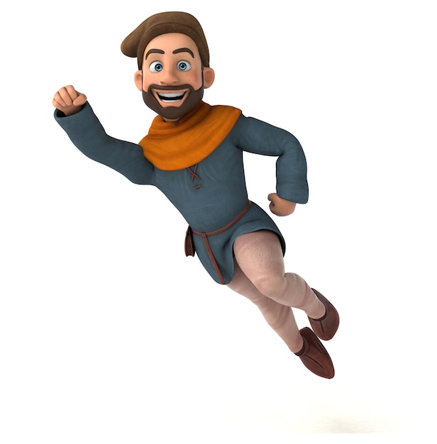 Веселый 3D мультфильм средневековый человек