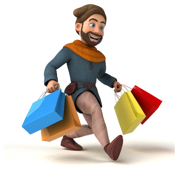 Fun 3D cartoon medieval man