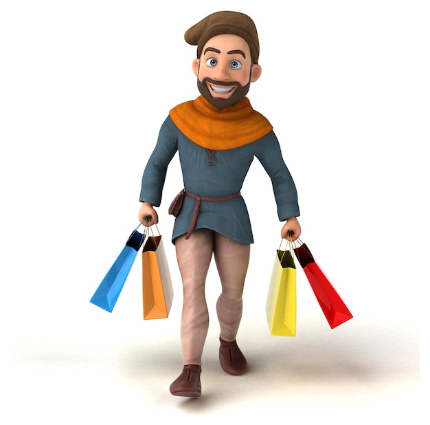 Fun 3D cartoon medieval man