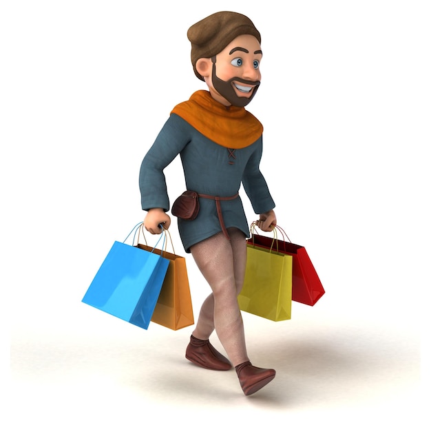 Fun 3D cartoon medieval man