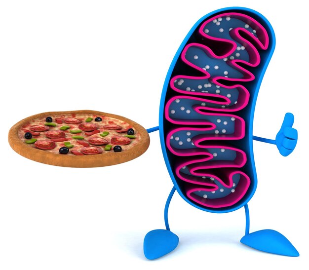 Fun 3D cartoon mitochondria character