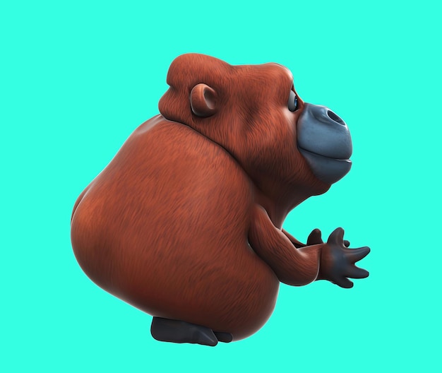 Fun 3D cartoon orang outan clapping