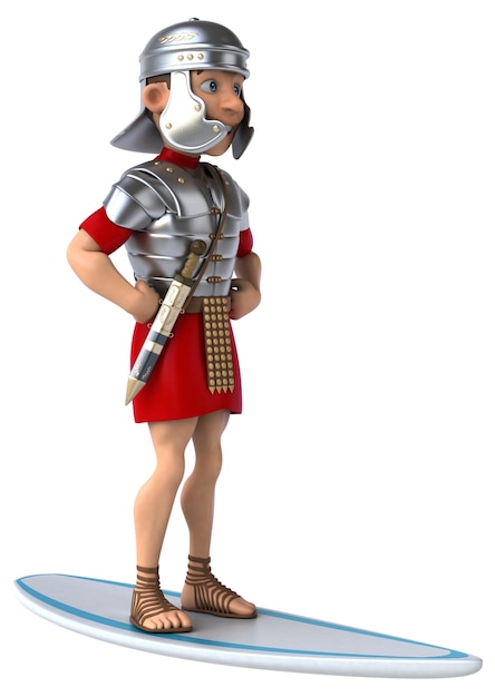 Photo fun 3d cartoon roman soldier surfing