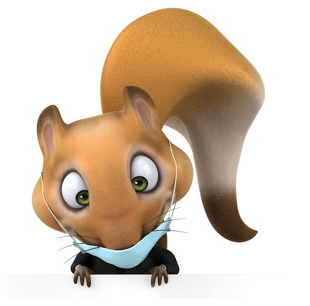 Fun 3D cartoon squirrel with a mask