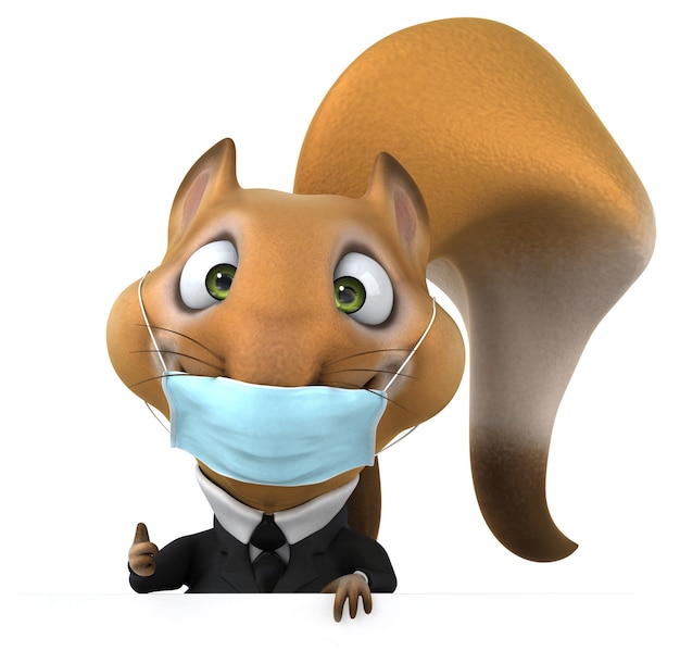 Fun 3D cartoon squirrel with a mask