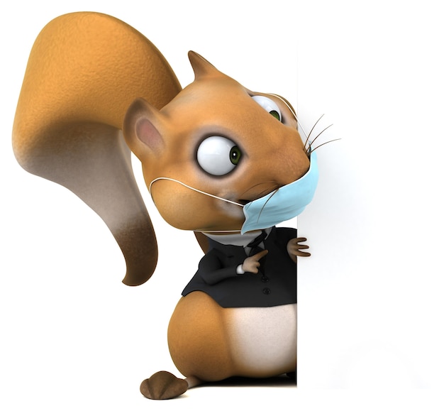 Fun 3D cartoon squirrel with a mask