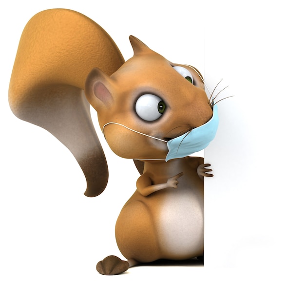 Fun 3D cartoon squirrel with a mask