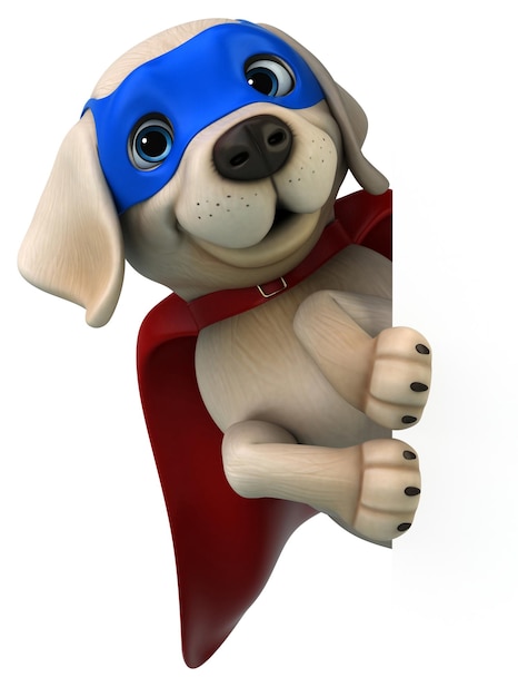 Fun 3D cartoon super white Labrador retriever