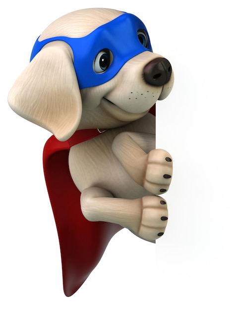 Fun 3D cartoon super white Labrador retriever