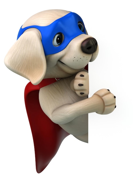 Fun 3D cartoon super white Labrador retriever