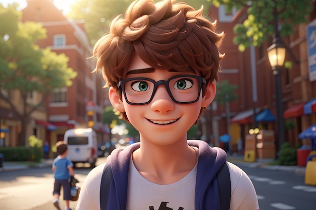 fun 3d cartoon teenage boy