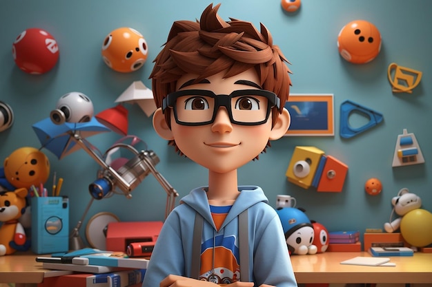 fun 3d cartoon teenage boy