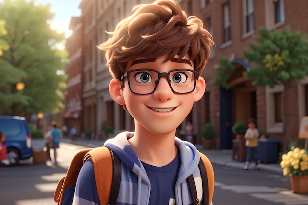 fun 3d cartoon teenage boy