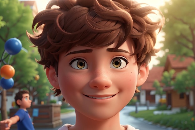 Fun 3d cartoon teenage boy