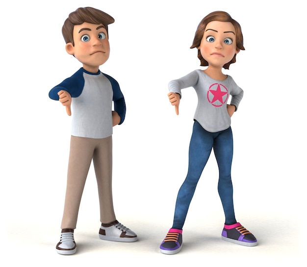 fun 3d cartoon teenage kids