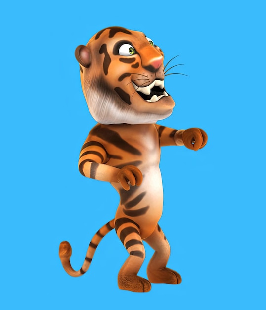 Забавный 3D-карикатурный танец тигра