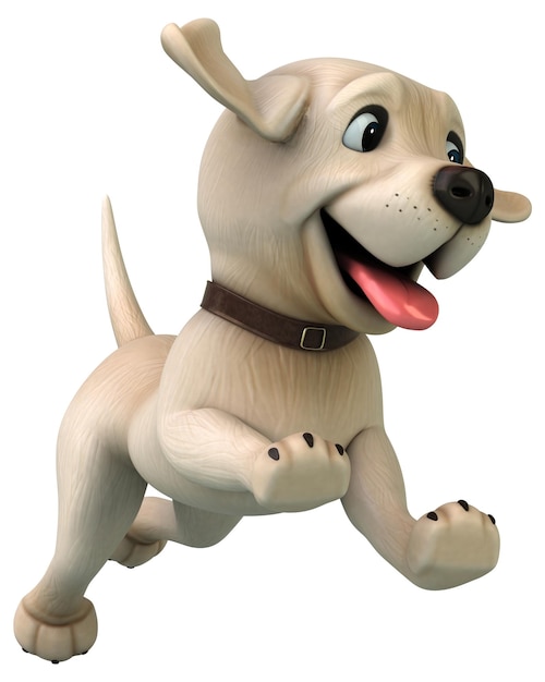 Fun 3D cartoon white Labrador retriever