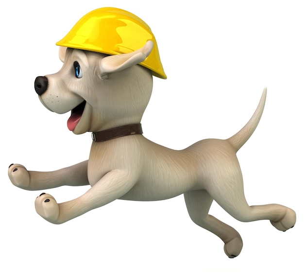 Fun 3D cartoon white Labrador retriever