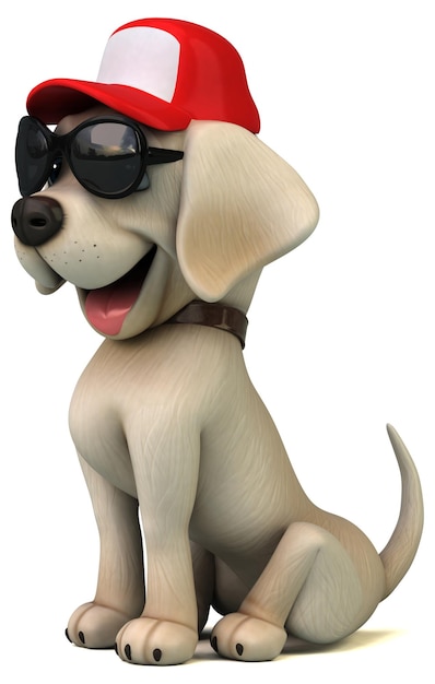 Fun 3D cartoon white Labrador retriever