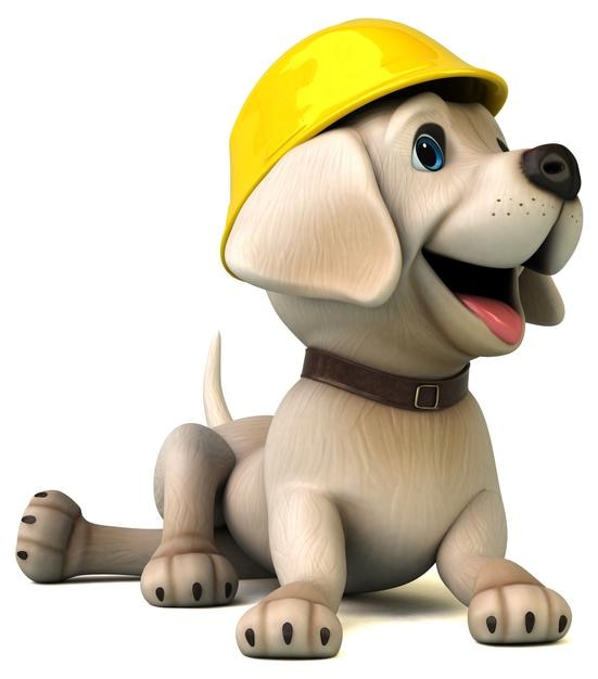 Fun 3D cartoon white Labrador retriever