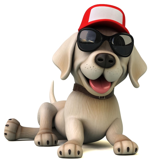 Fun 3D cartoon white Labrador retriever