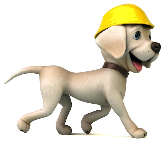 Fun 3D cartoon white Labrador retriever