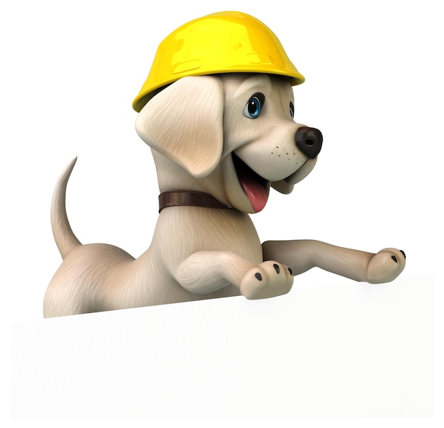 fun 3d cartoon white labrador retriever